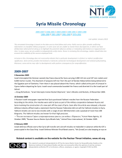 Syria Missile Chronology - Nuclear Threat Initiative