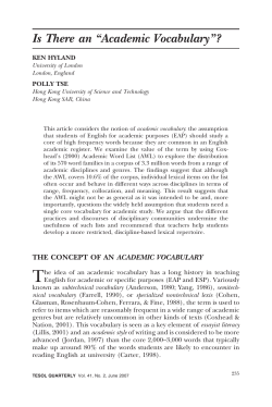 Is There an Academic Vocabulary