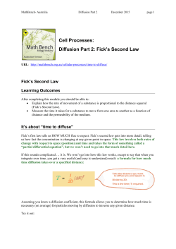 Cell Processes: Diffusion Part 2: Fick`s Second Law