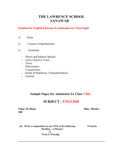 Syllabus For Class VIII Entrance Examination