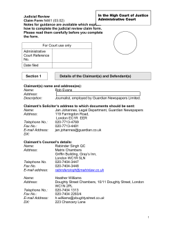 Judicial Review Claim Form N461