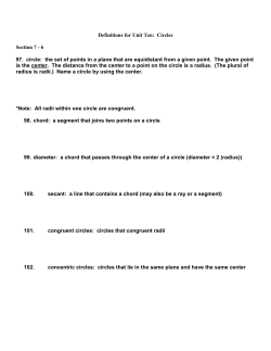 Definitions for Unit Ten: Circles