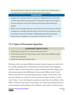 17.2 Types of Persuasive Speeches