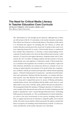 The Need for Critical Media Literacy In Teacher Education Core
