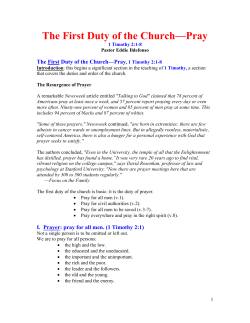 The First Duty of the Church&mdash;Pray - West Los Angeles Living Word