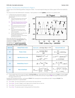 Quiz 06: The Discovery of ExoPlanet 51 Pegasi b