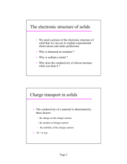 The electronic structure of solids Charge transport in solids