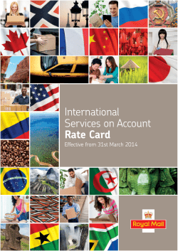 International Services on Account Rate Card