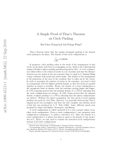 A Simple Proof of Thue`s Theorem on Circle Packing