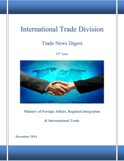 December 2014 - Ministry of Foreign Affairs, Regional Integration