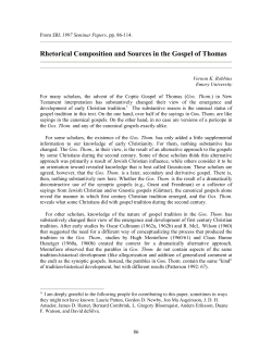 Rhetorical Composition and Sources in the Gospel of Thomas