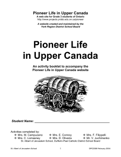 Pioneer Life in Upper Canada