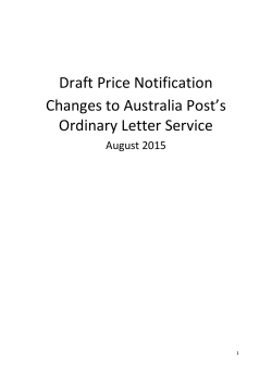 Draft Price Notification Changes to Australia Post`s Ordinary