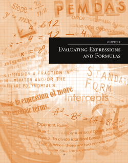 Chapter 1 Evaluating Expressions and Formulas