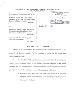 Notice of Intent to Appeal - Seneca
