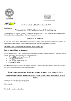 the SUBWAY School Lunch Order Program Late orders will not be