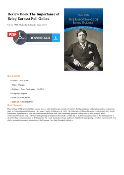Review Book The Importance of Being Earnest Full