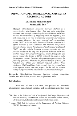 impact of cpec on regional and extra- regional actors