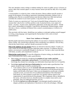 This note introduces memo writing to students training for careers in