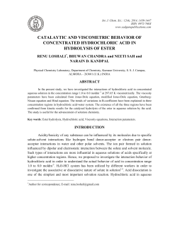 catalaytic and viscometric behavior of concentrated hydrochloric