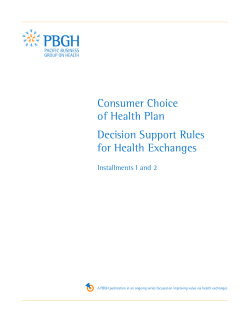 Consumer Choice of Health Plan Decision Support Rules for Health