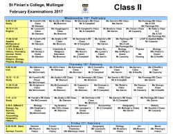 Class 2 Time Table - St Finians College, Mullingar