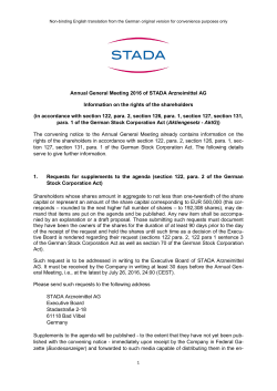 Annual General Meeting 2016 of STADA Arzneimittel