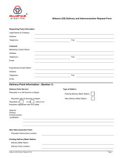 Delivery and Interconnection Request Form