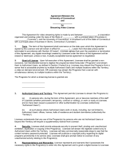 Agreement Between the University of Connecticut and for Streaming