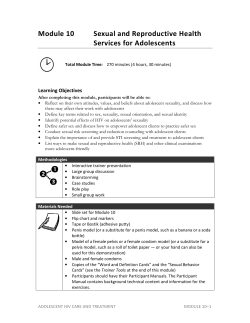Module 10 Sexual and Reproductive Health Services for Adolescents