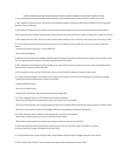 CRITICAL THINKING QUESTIONS OVER REPUBLICAN CONTROL