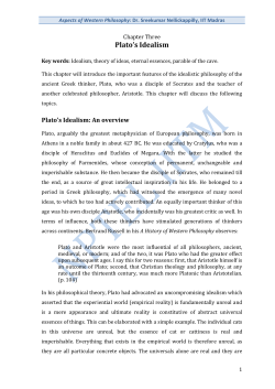 Plato`s Idealism