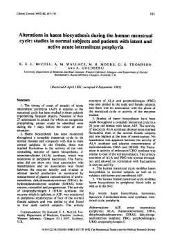 Alterations in Haem Biosynthesis during the Human Menstrual Cycle
