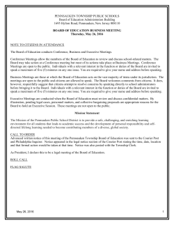 May Business Agenda - Pennsauken Public Schools