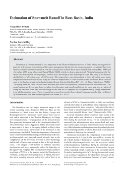 Estimation of Snowmelt Runoff in Beas Basin, India