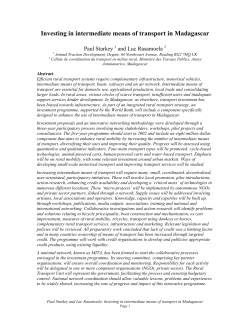 Investing in intermediate means of transport in Madagascar