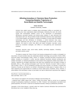 Affording Immediacy in Television News Production