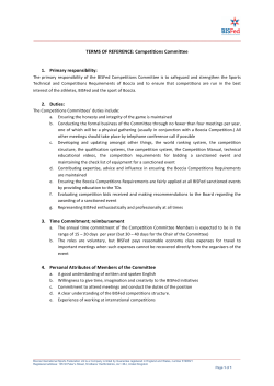 TERMS OF REFERENCE: Competitions Committee 1. Primary