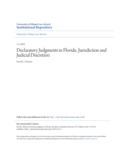 Declaratory Judgments in Florida - University of Miami School of