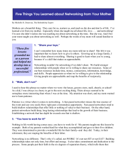 Five Things You Learned about Networking from Your Mother