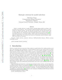 Entropic criterion for model selection