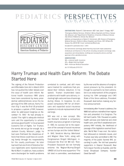 Harry Truman and Health Care Reform: The Debate