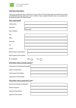 Internship Description Host organization Information about Contact