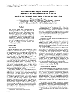 Symbionticism and Complex Adaptive Systems I