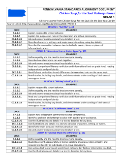 PENNSYLVANIA STANDARDS ALIGNMENT DOCUMENT Chicken