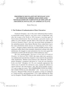 FREDERICK DOUGLASS`S MY BONDAGE AND MY FREEDOM