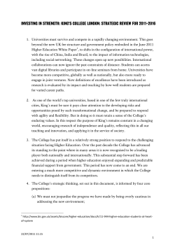 INVESTING IN STRENGTH: KING`S COLLEGE LONDON