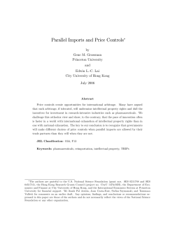 Parallel Imports and Price Controls