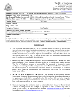 The City of Charleston Procurement Division