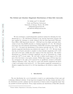 The Orbital and Absolute Magnitude Distributions of Main Belt